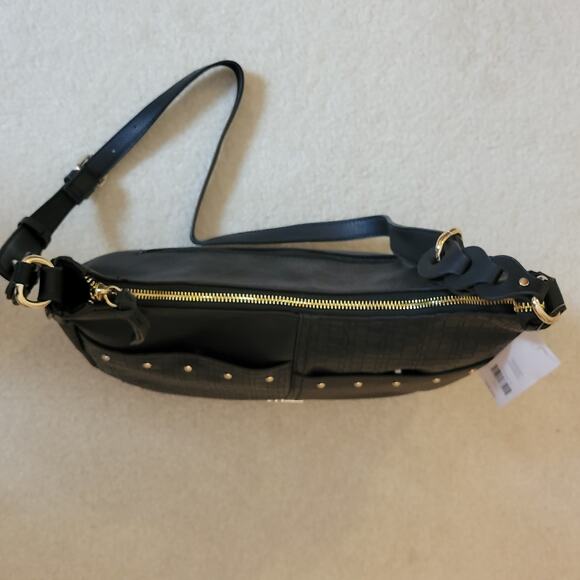 NWT Rosetti Black With Gold Metal Accents Crossbody Shoulder Bag Pockets - Picture 6 of 15